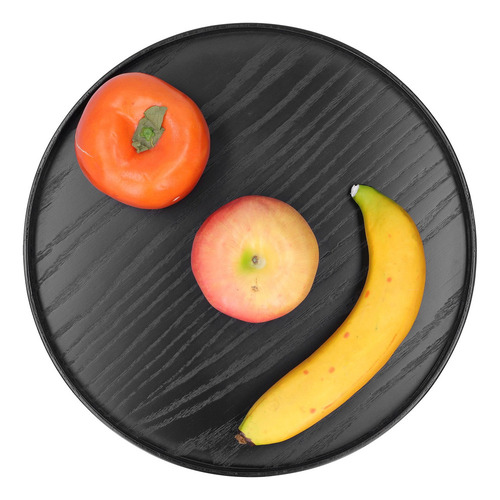 Bandeja De Comida Redonda De Madera Negra