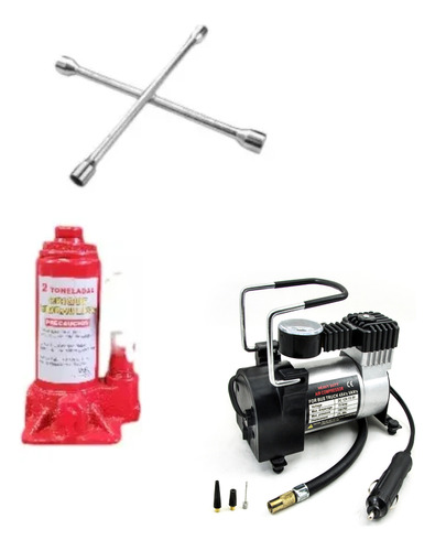 Kit Gato Hidráulico+ Compresor+ Llave Cruz- Hilux-ram-ranger