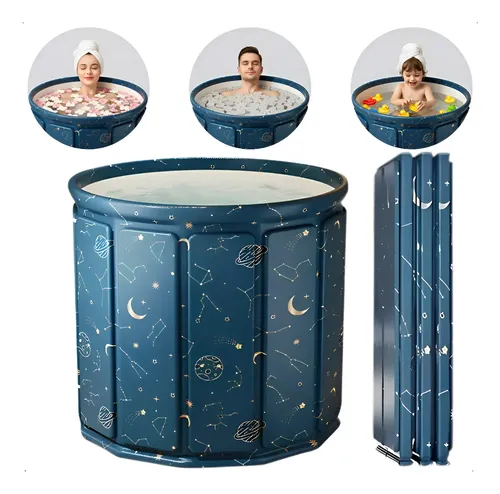 Banheira De Gelo Dobrável Spa Portátil Alta Grande Azul