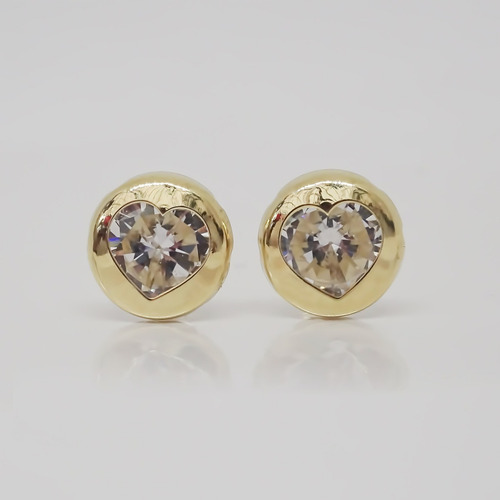 Amor Eterno - Broqueles Bisel Corazón / Aretes / Oro 10k