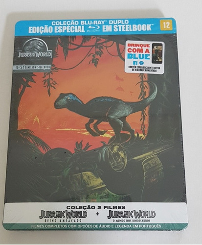 Steelbook Blu-ray Coleção Jurassic World 2 Filmes Original 