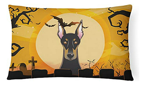 Cojín Decorativo Halloween Doberman Lavable, 12x16.