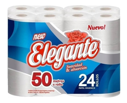 Papel higiénico elegante blanco 50 Mts X 24 rollos bolsón