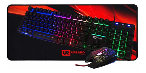 Kit Gamer 3pzs Teclado Retroiluminado/mouse Rgb/mouse Pad Xl