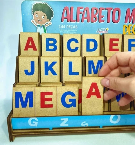 Jogo Educativo Alfabeto Silabico Madeira - Mega Impress