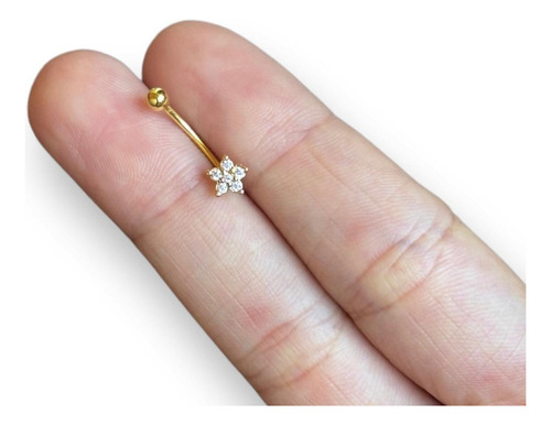 Piercing Intimo Genitál Umbigo Rook Coração Aço Cirúrgico Cor Florzinha Delicada Dourada