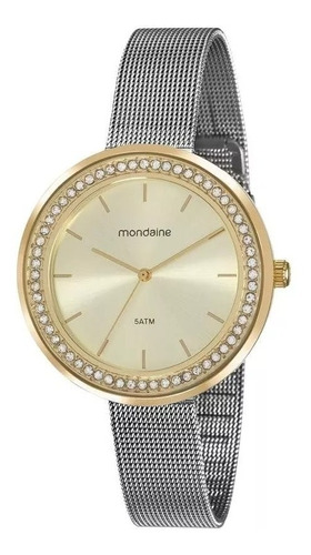 50% Off Relogio Pulso Mondaine Feminino Dourado 53668lpmvbe3 Cor da correia Prata