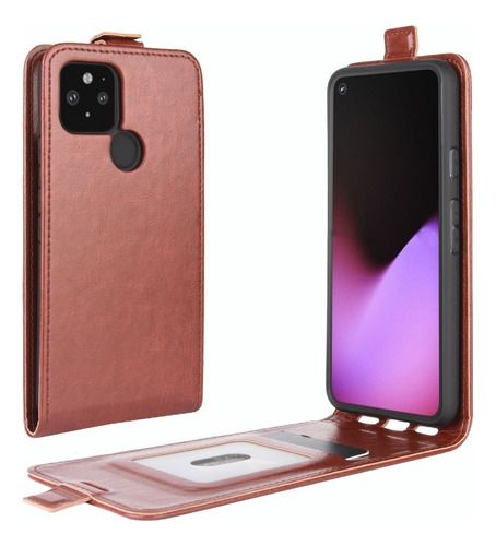 Para Google Pixel 5 Xl R64 Funda De Cuero Con Tapa Vertical