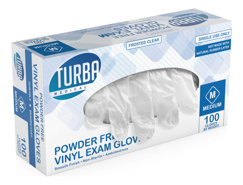 Turba - Guantes De Vinilo Desechables Sin Latex, Tamano Medi