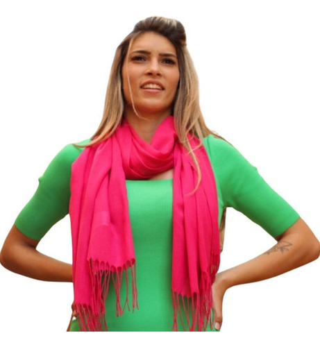 Cachecol Echarpe Pashmina Lenço Xale Manta Lisa Moda Cor Pink Tamanho Único