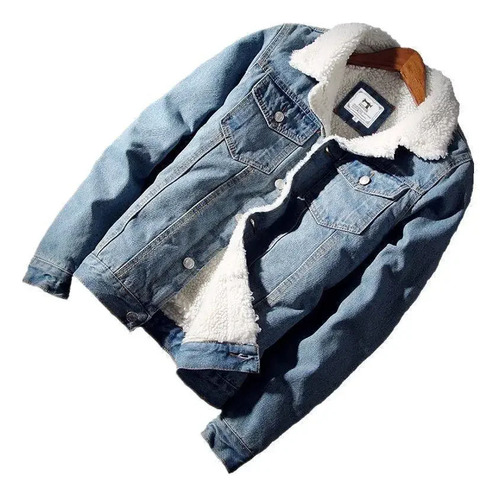 Chaqueta Vaquera Con Forro Polar Para Hombre, Corte Ajustado