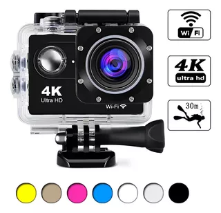 Camara Deportiva 4k Hd Wifi Control Sumergible Tipo Go Pro