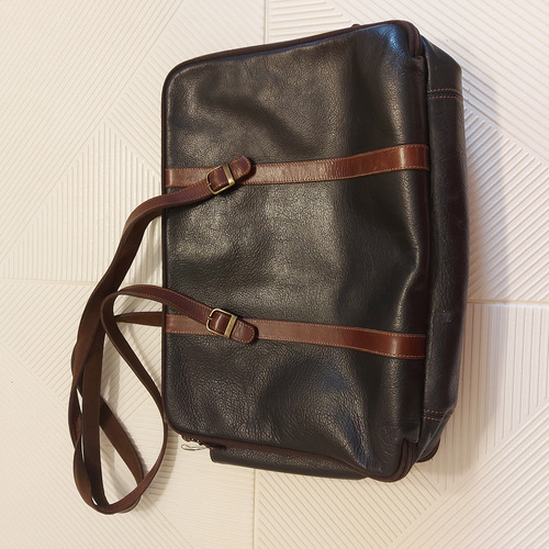 Cartera Cuero Tamaño Portafolio Negro Lisa Vison (Usado)