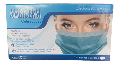 Cubrebocas Ambiderm 3 Pliegos 200pz