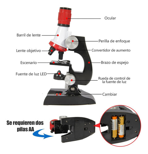 Microscopio Para Niños Discovery, Microscopio Kit 100-1200x