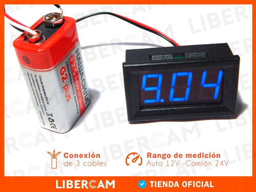 Imagen 6 de 10 de Voltimetro De Panel Digital 3 Digitos 12v - 24v De 3 Cables