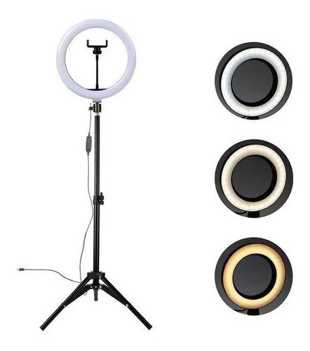 Ring Light Iluminador Led 33cm C/ Tripé Suporte Celular Usb