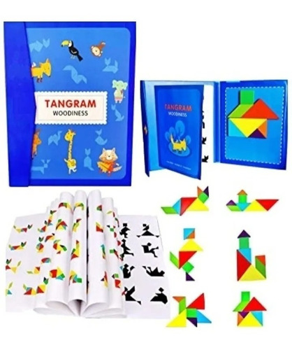 Juego Didáctico Tangram 3d Rompecabezas Magnético En Madera