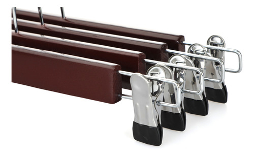 20 Ganchos Para Ropa De Madera Con Clip Antideslizantes Caoba