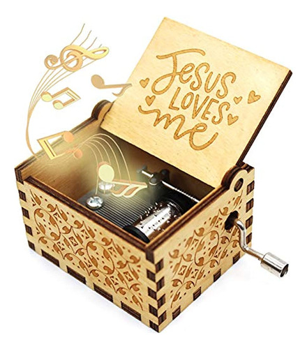 Ukebobo Wooden Music Box - Jesus Loves Me Music Box, Gifts F