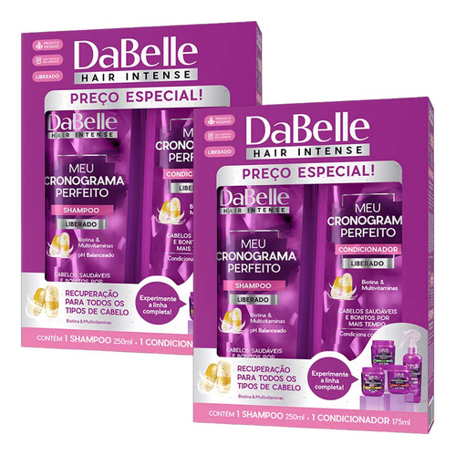 Kit 2 Und Kit Shampoo + Cond Dabelle Meu Cronograma Perfeito