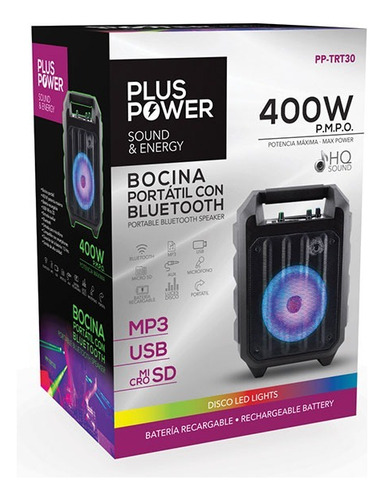 Bocina Portátil Con Bluetooth Plus Power Pp-trt30