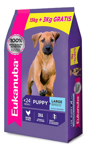 Alimento Eukanuba Puppy Large Breed 15kg + 3kg Cachorros