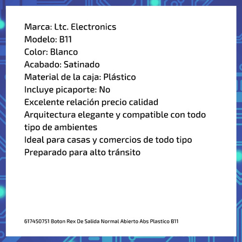 Imagen 6 de 10 de Boton Rex De Salida Normal Abierto Abs Plastico B11