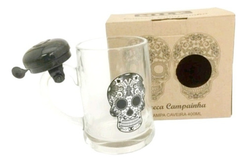 Caneca De Chopp Cerveja C Campainha Estampa Caveira Mexicana