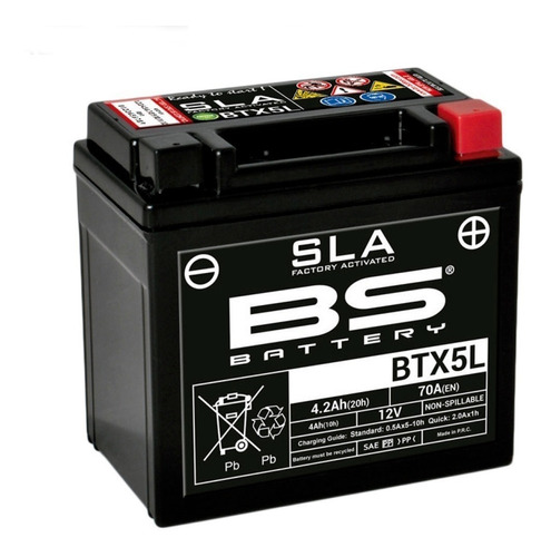 Bateria Bs Gel Btx5 Ytx5l-bs Cg 150 Elite Fz Fi 20 En Moto46