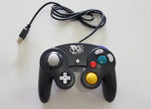Controle Game Cube Usb Pc Notebook Raspberry Joystick Preto