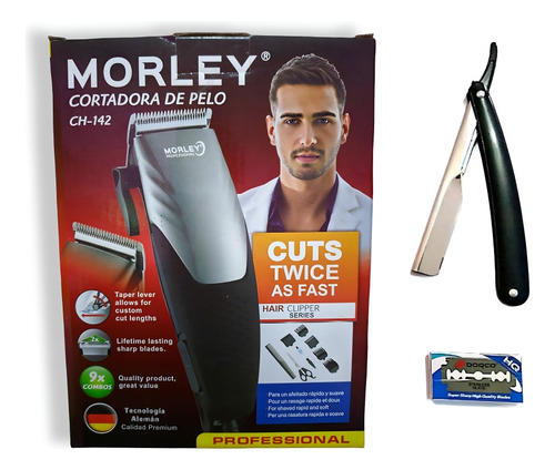 Maquina De Cortar Cabello Y Barba Morley + Navaja De Afeitar