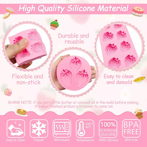 2 Molde Fondant Fresa Moldes De Frutas Para Pastel Chocolate