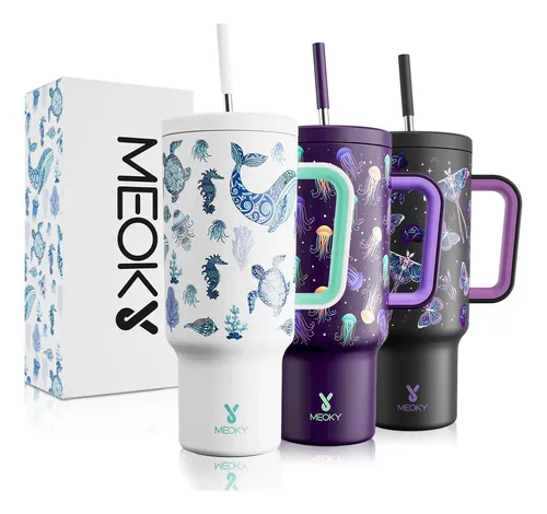 Meoky Copo Térmico Inox 1200ml com Tampa e Canudo — R$ 117,95 em Mercado Livre