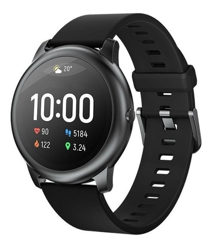 Imagem 1 de 3 de Smartwatch Haylou Solar 1.28" caixa 45.3mm de pc e abs, pulseira preta de silicone LS05