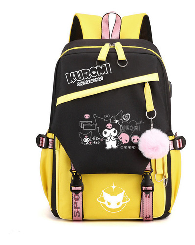 Mochila Escolar Kuromi Melody Peripheral De Gran Capacidad 3 Color Amarillo