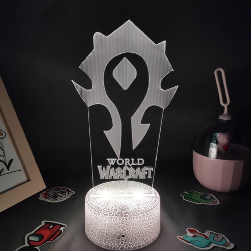 World Of Warcraft Juego Horda Bandera Logo Lámpara Led Rgb N