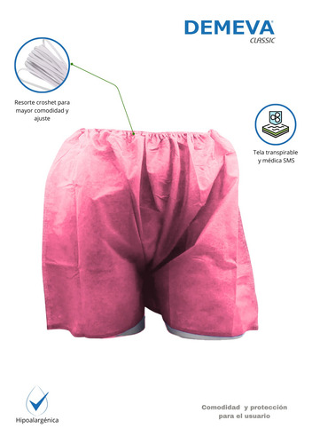 Boxer Desechable Para Spa Demeva 10pz Color Rosa