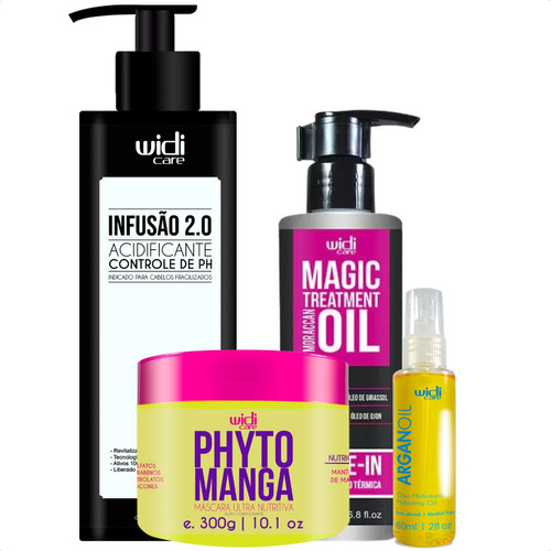 Kit Infusão Acid, Magic, Phyto 300g, Argan 60ml Widi Care