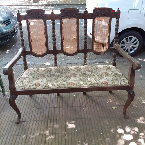 Juego De Sillones Sala En Roble Esterillado Y Tapizado #3844 (Usado)