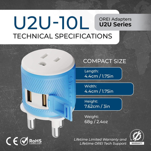 Adaptador De Enchufe Israel 3 En 1 (adaptador Tipo H) Con