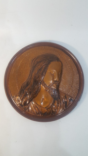 Rostro De Cristo. Plato De Madera Y Cobre Cod 28097