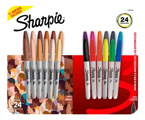 Sharpie Marcador Permanente Fino X24 Surtidos