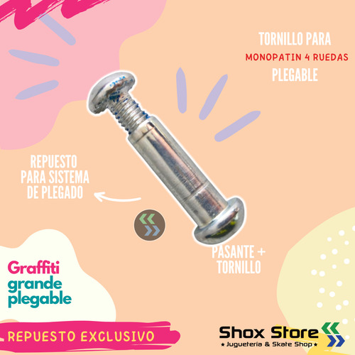 Tornillo + Pasante De Repuesto Monopatin Scooter 701 Plegado