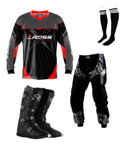 Calça Camisa Bota Pro Tork Insane Trilha Motocross + Meião