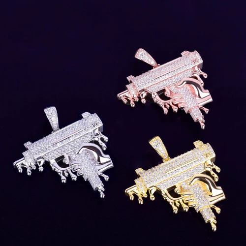 Dije De Arma Metralleta Subfusil Mp9 C/ Zircornia Suizas 5a