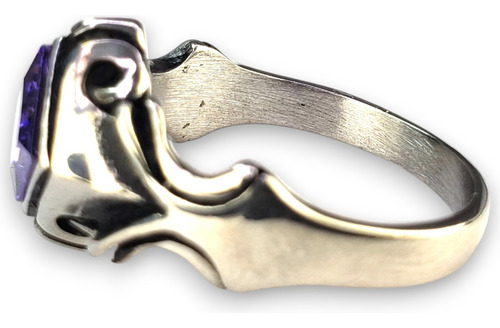 Anillo Estilo Turco Premium Amatista Acero Inoxidable A907 Plateado 10