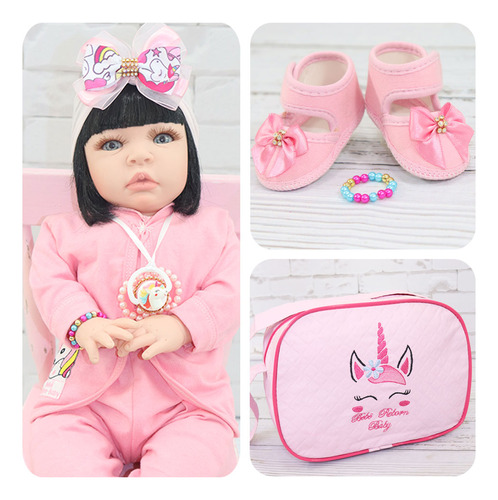 Boneca Bebê Reborn Real 18 Itens Bolsa Maternidade