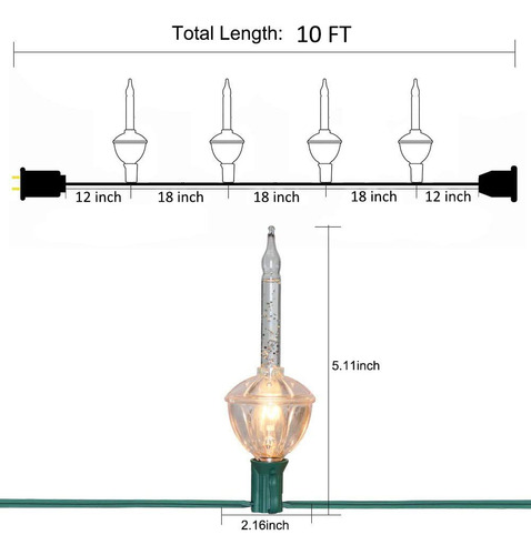 Juego De Luces Vintage De Navidad 3.35 M 8 Bombillas Purpuri