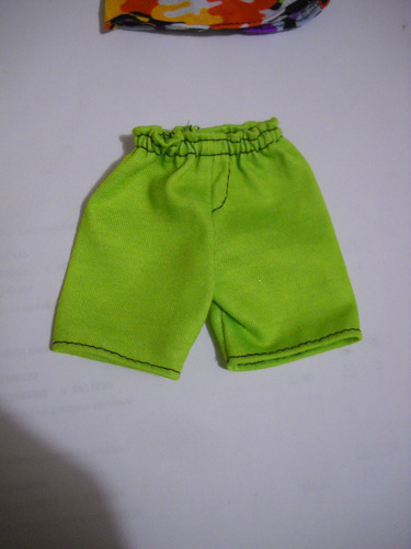 Ropa Para Barbie/ken-playera Multicolor Camuflaje/short Verd (Usado)
